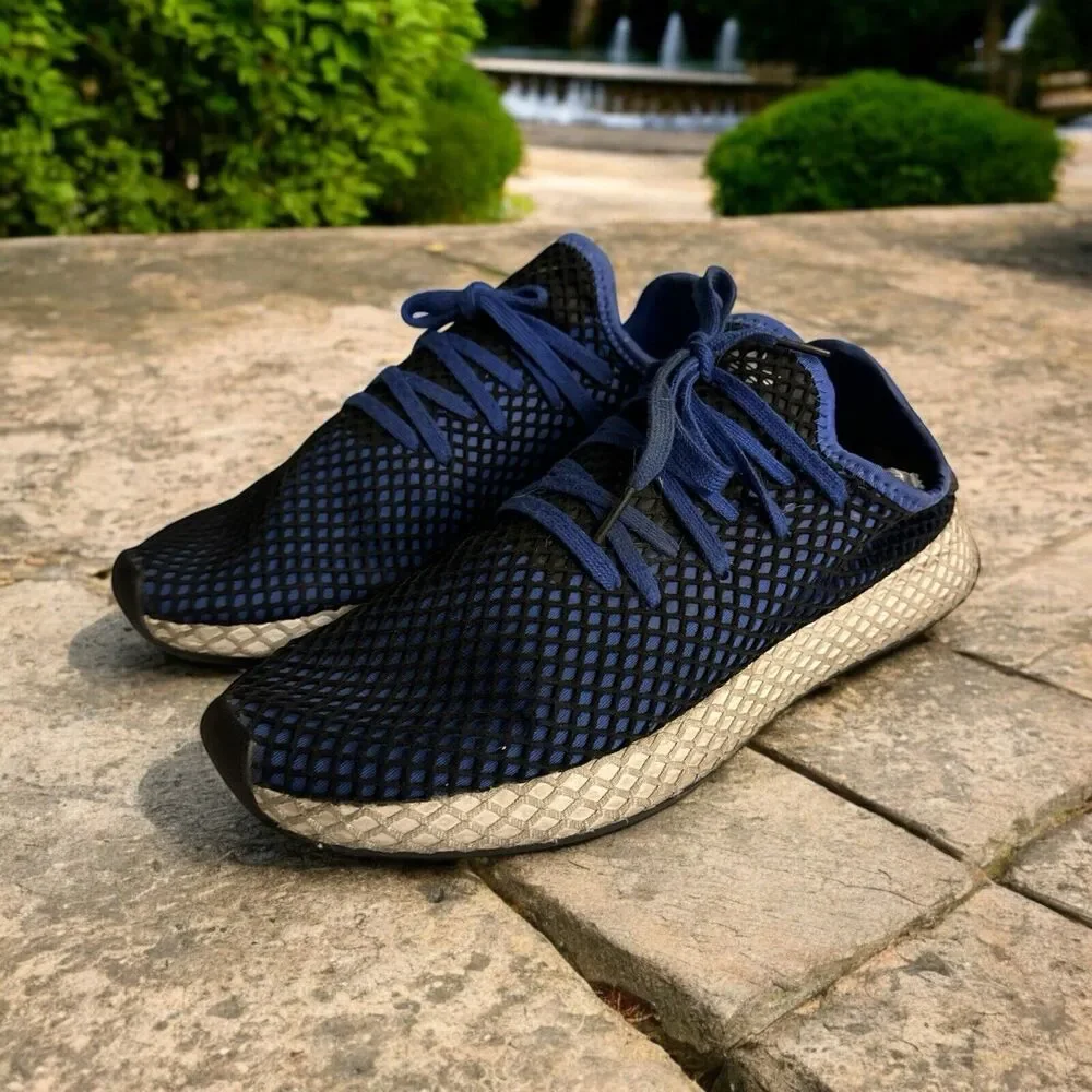 Adidas Deerupt‎ Mens Shoes 12 Blue Low Top Lace Up Casual Athletic Sneakers